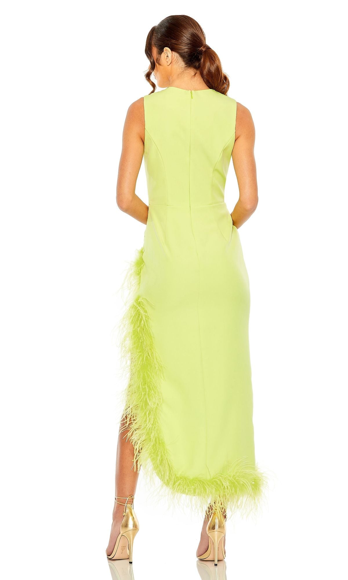 Velveis | Feather‑Trim Midi Dress for Wedding Guests and Special Celebrations