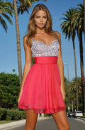 Velveis | Elegant Short Tiered Party Dress with Beads