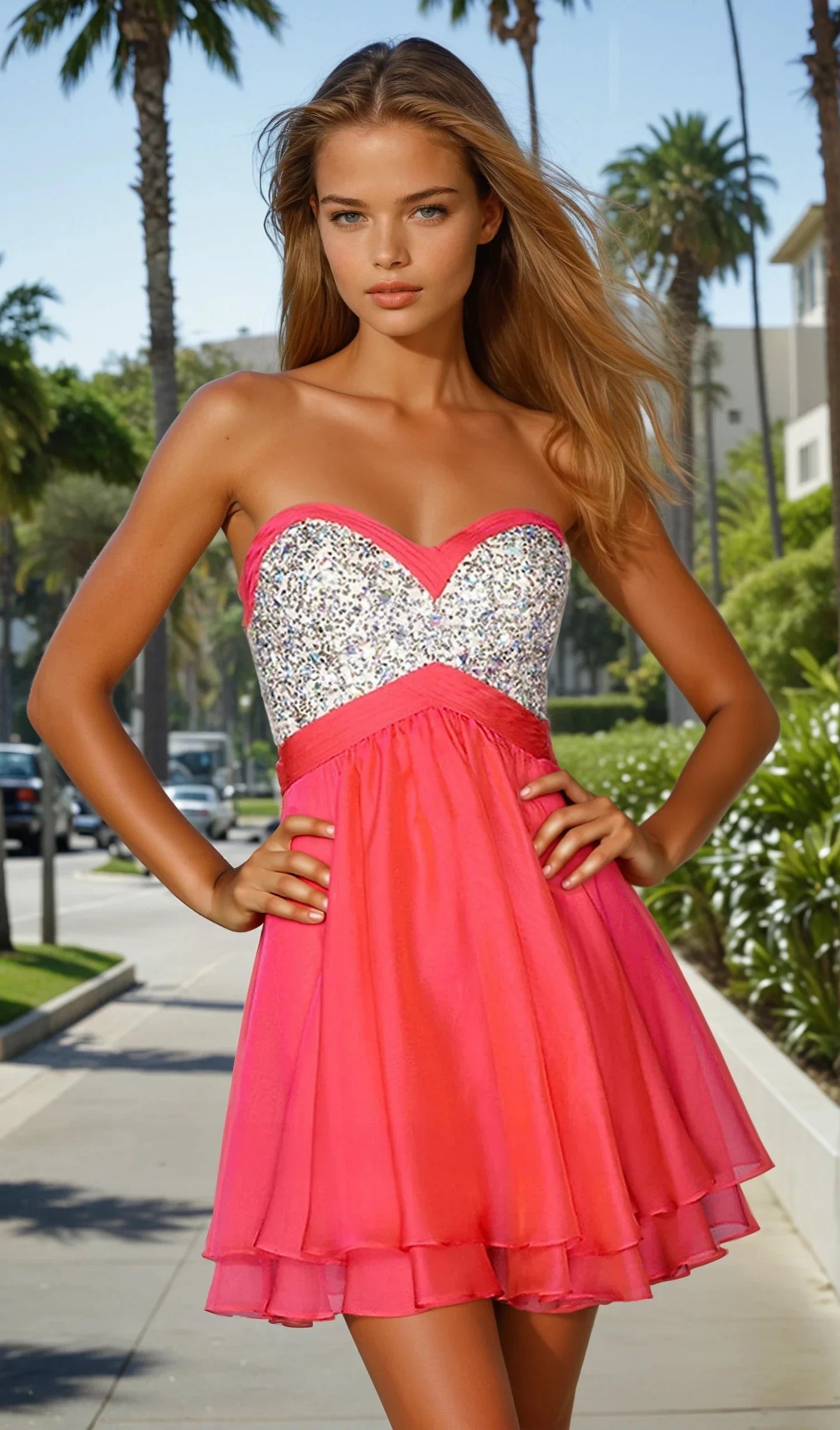 Velveis | Playful Strapless Short Tiered Party Dress