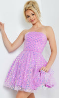Velveis | Short Purple Strapless Party Dress for a Bold, Elegant Look