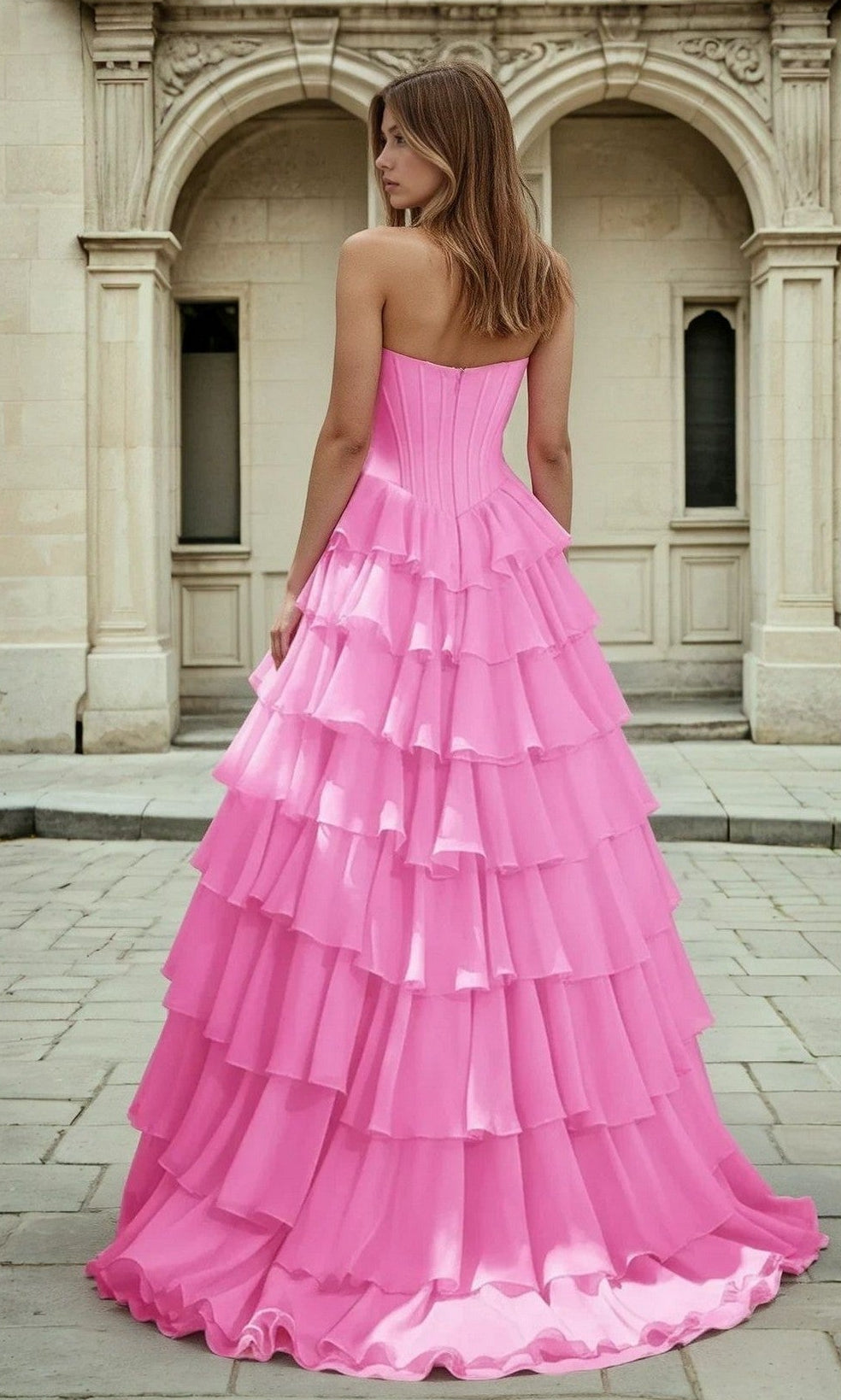 Velveis | Strapless Ruffled Floor-Length Ball Gown for Prom and Formal Events