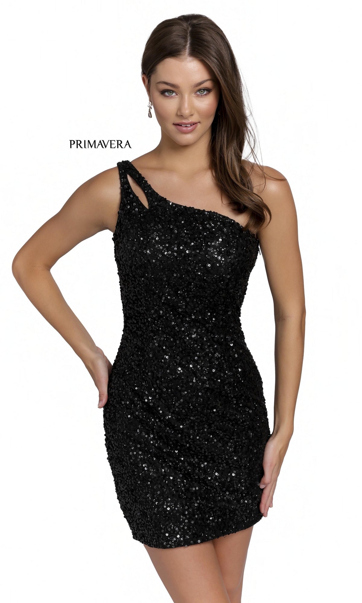 Velveis | Glamorous One-Shoulder Short Sequin Homecoming Dress
