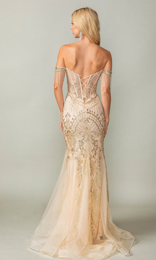 Velveis | Fringe-Accented Glitter Floor-Length Evening Gown for Formal Events