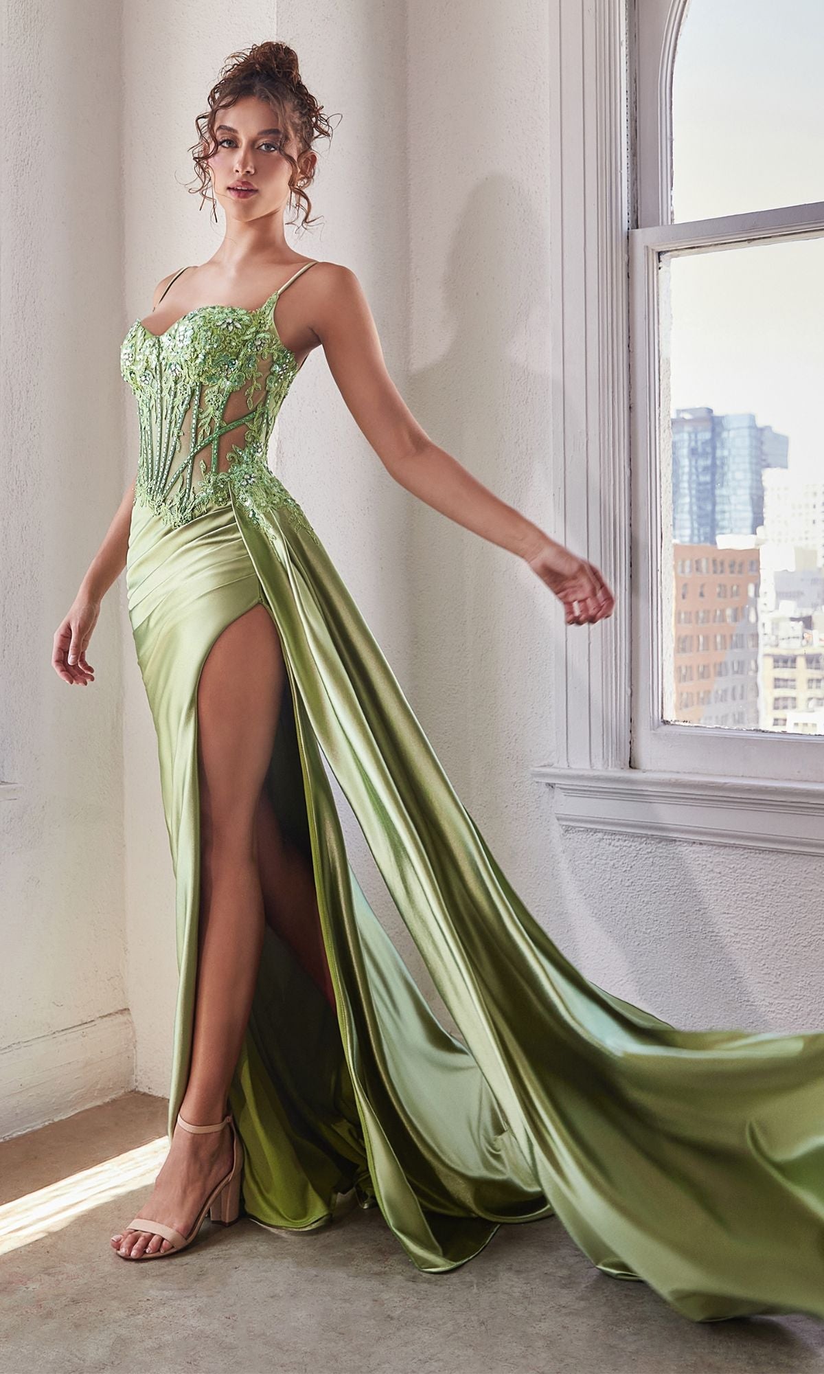 Velveis | Elegant Sheer-Corset Sweetheart Long Prom Gown