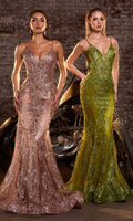 Velveis | Stunning Glitter-Print V-Neck Mermaid Long Prom Gown