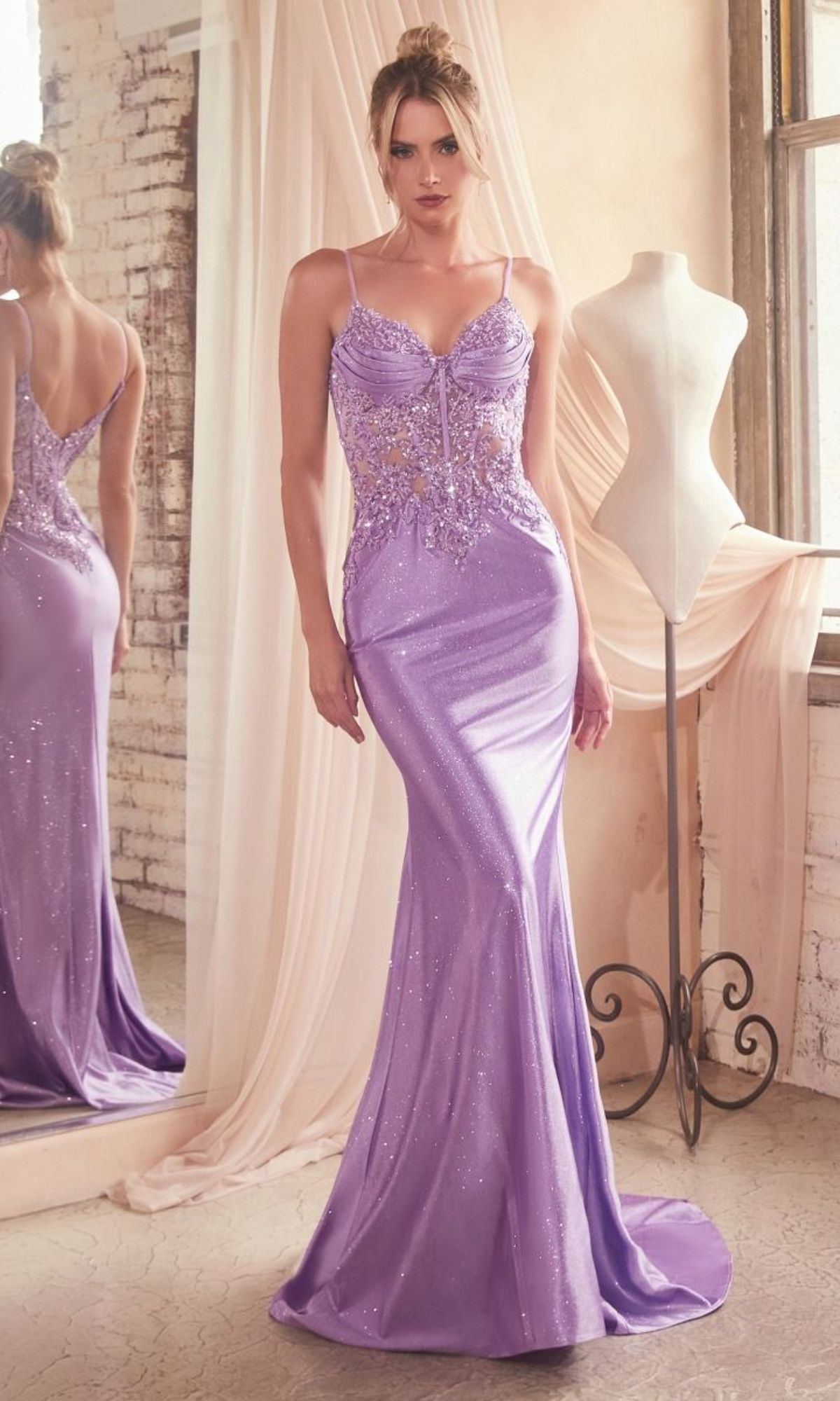 Velveis | Stunning Long Glitter Prom Gown with Sweep Train