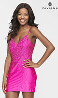 Velveis | V-Neck Beaded Short Dress for Homecoming and Formal Occasions