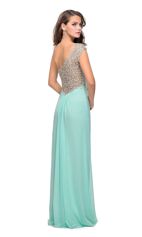 Velveis | Floor-Length Evening Gown with Beaded Shoulder Accent for Formal Events