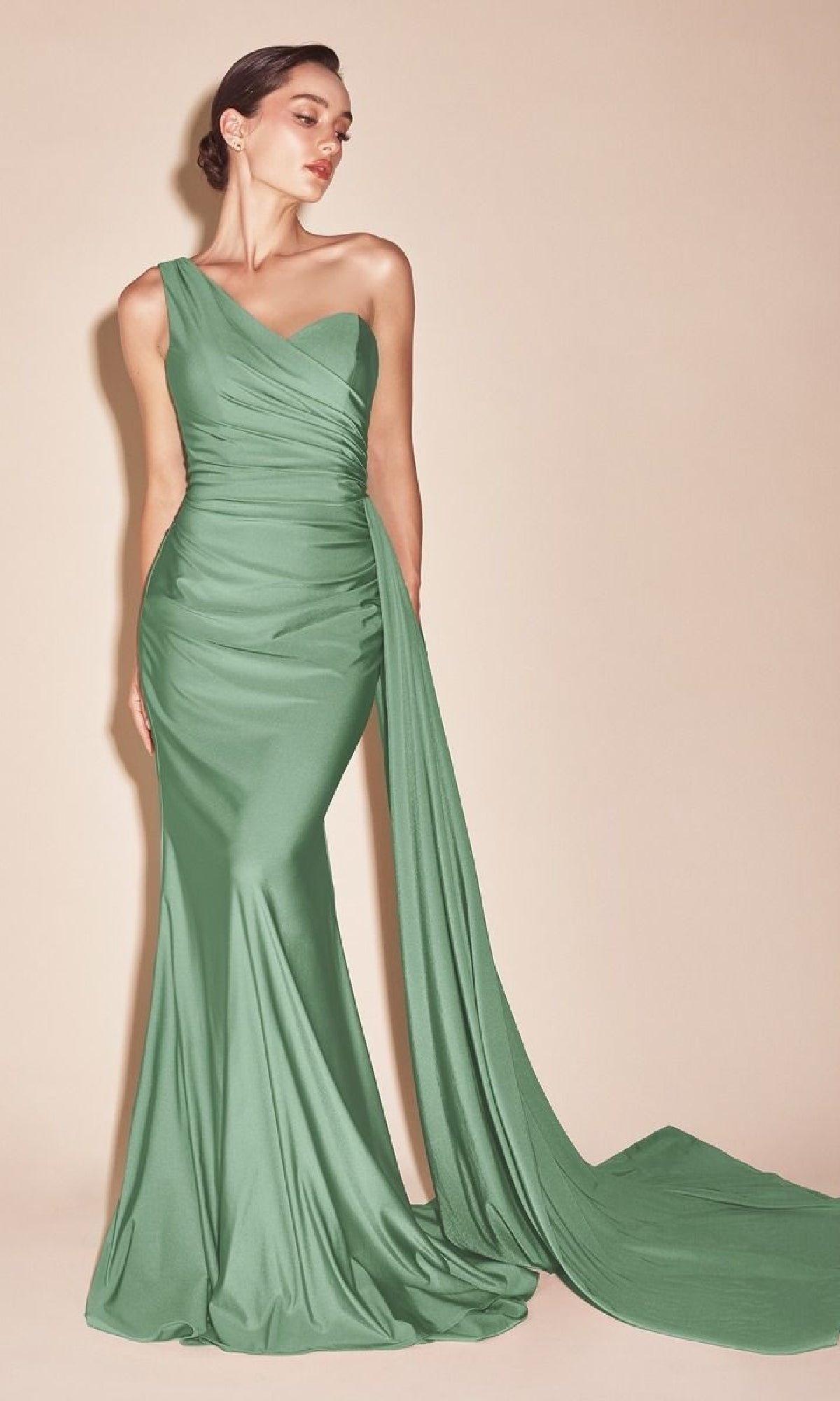 Velveis | Chic One-Shoulder Long Prom Gown with Side Sash