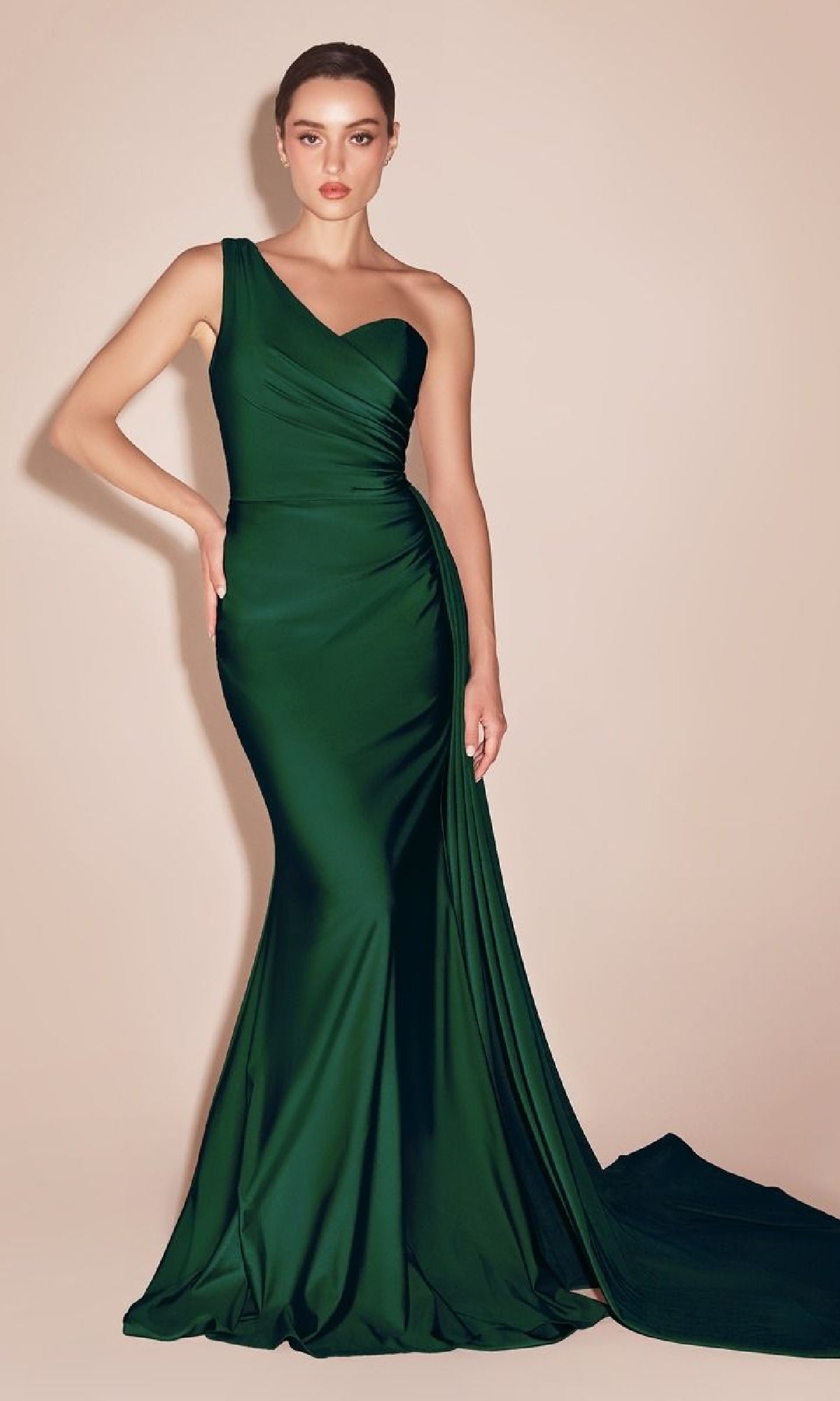 Velveis | Chic One-Shoulder Long Prom Gown with Side Sash